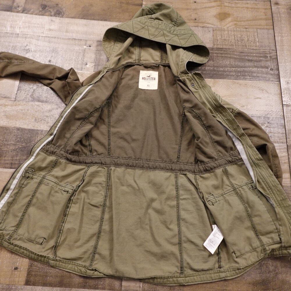 Hollister Jacket Women's extra small Army Green Waist Military Field Chore Coat - Picture 8 of 13